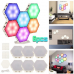 Set 3 lampi modulare Hexagon, 15 culori RGB, telecomanda, senzor tactil